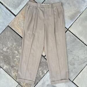 Y2K Minimalist Tan Pleated Pants 34w x 29L
